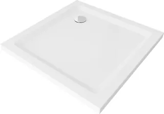 Mexen Flat umývadlo štvorcové slim 100 × 100 cm, biela + sifón, chróm